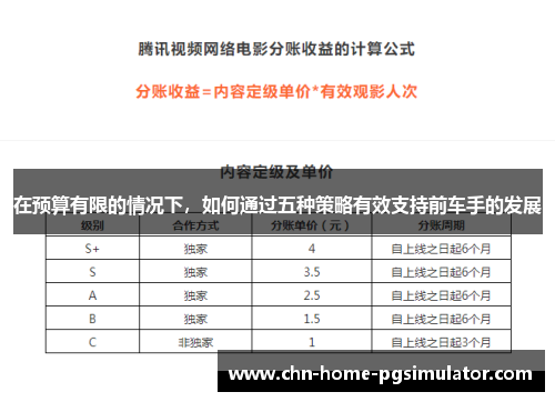 在预算有限的情况下，如何通过五种策略有效支持前车手的发展
