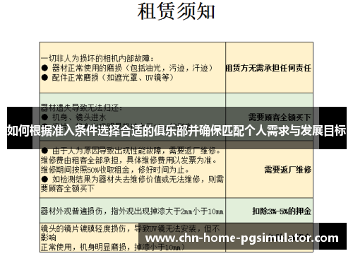 如何根据准入条件选择合适的俱乐部并确保匹配个人需求与发展目标